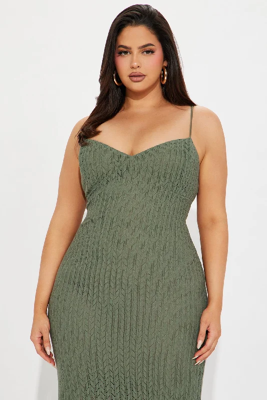 Sienna Crochet Maxi Dress - Olive