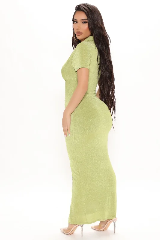 Silky Smooth Slinky Maxi Dress - Chartreuse