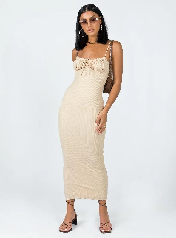 Slow Dancing Maxi Dress Beige