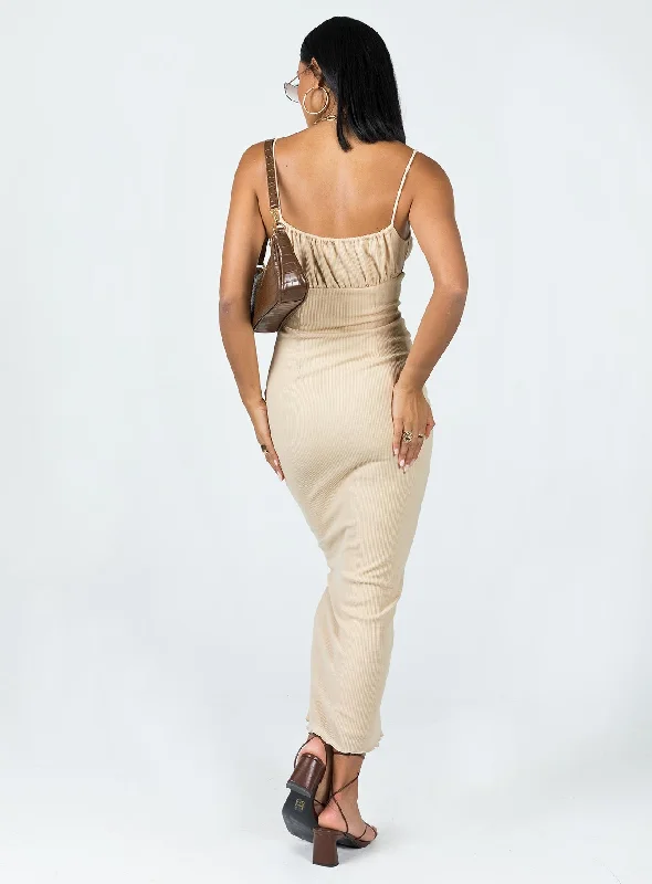 Slow Dancing Maxi Dress Beige