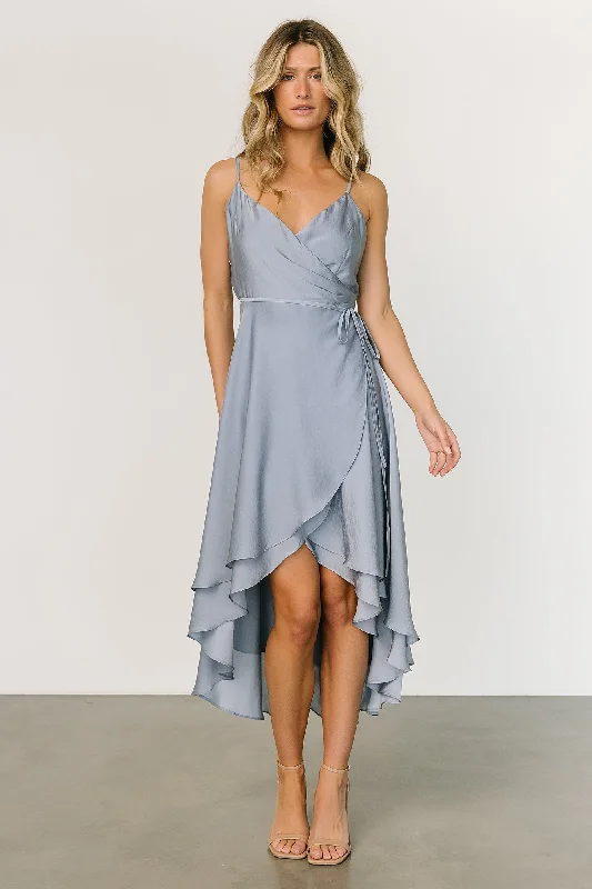 Steffi Tulip Wrap Dress | Dusty Blue