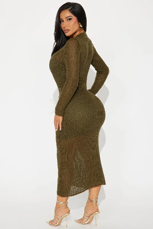 Sunday Sweater Midi Dress - Olive