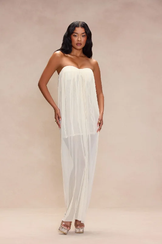 Take Notes Mesh Maxi Dress - Ivory