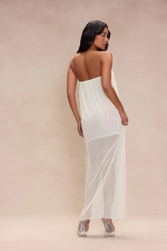 Take Notes Mesh Maxi Dress - Ivory