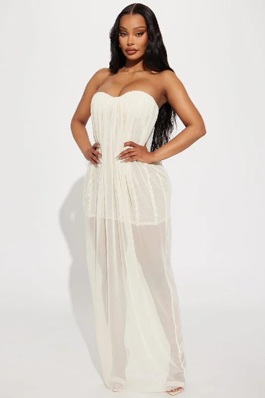 Take Notes Mesh Maxi Dress - Ivory