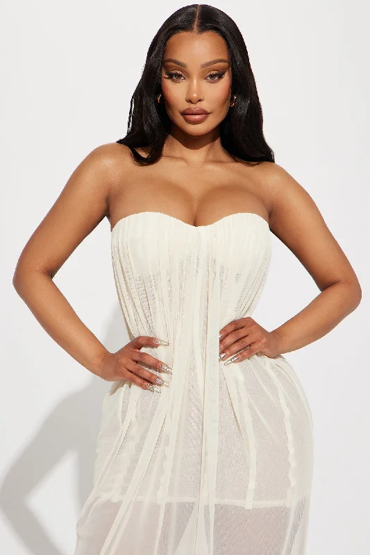 Take Notes Mesh Maxi Dress - Ivory