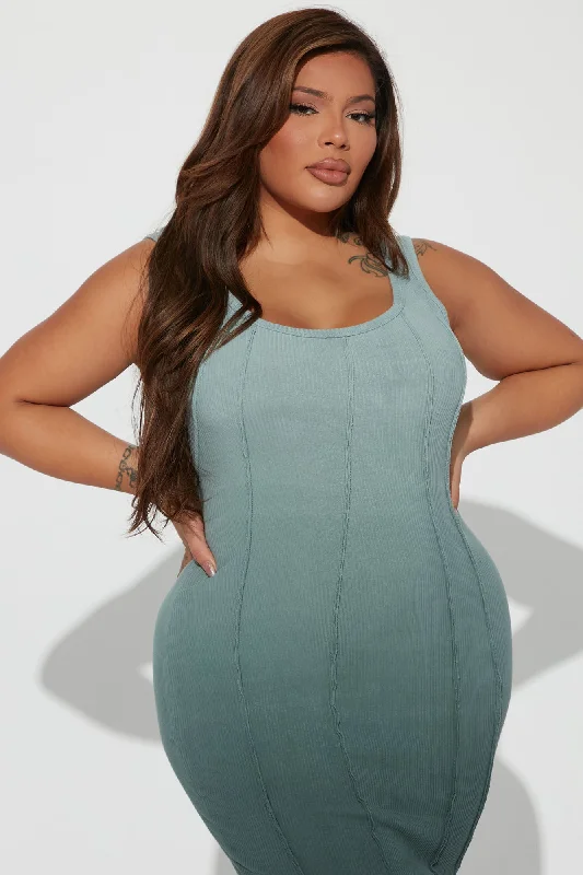 Talli Tie-Dye Midi Dress - Teal/combo