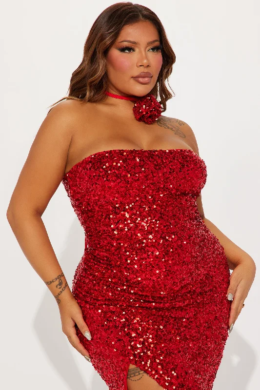 Valentina Sequin Maxi Dress - Red