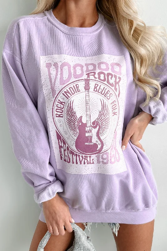 ""Voodoo Rock"" Graphic Crewneck (Orchid) - Print On Demand