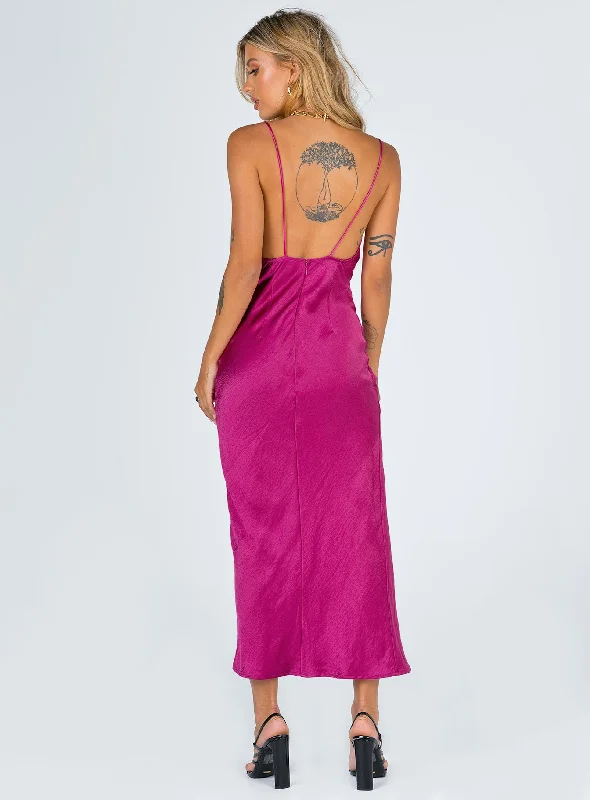 Walk The Line Midi Dress Magenta