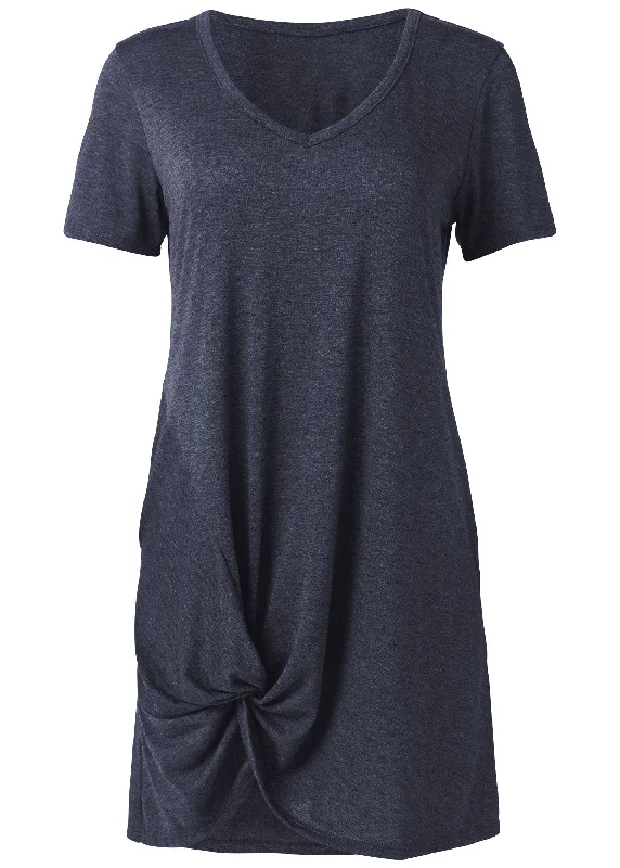 Knotted casual dress - Navy