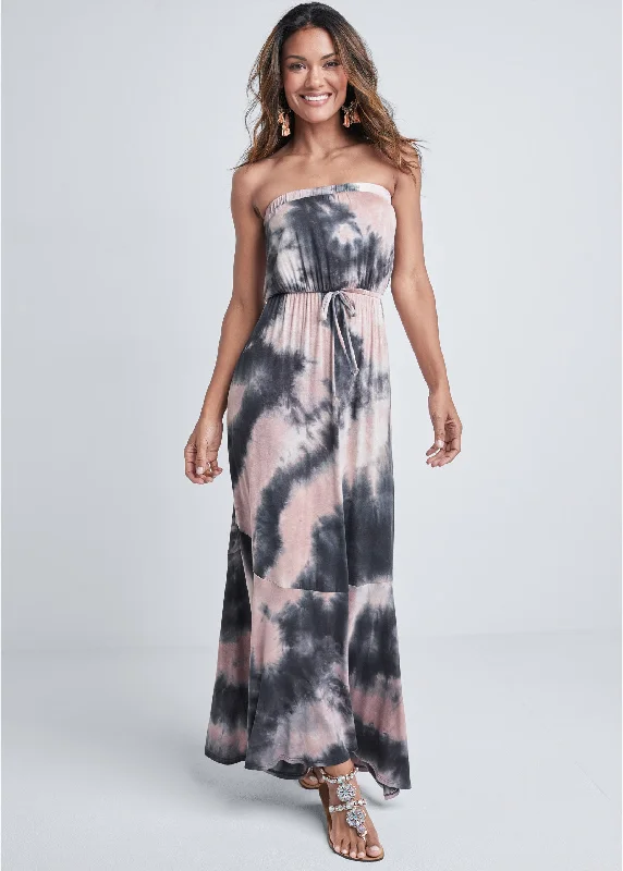 Strapless maxi dress - Black Multi