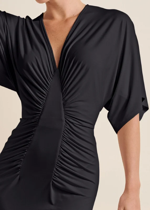 Drape sleeve maxi dress - Black