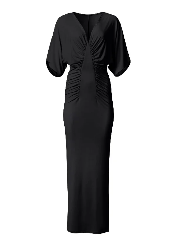 Drape sleeve maxi dress - Black