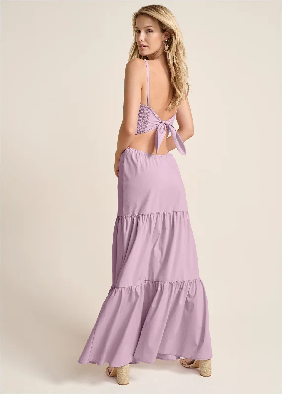 Cutout tie-back maxi dress - Light Purple