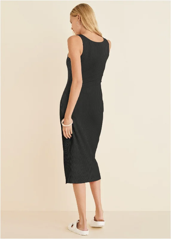 Henley midi dress - Black