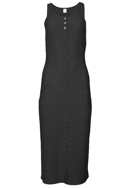 Henley midi dress - Black