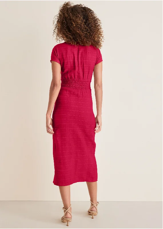 Linen midi dress - Barberry