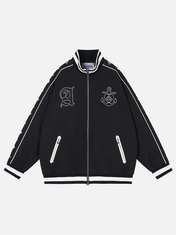 Aelfric Eden Embroidery Ship Anchor Bomber Jacket