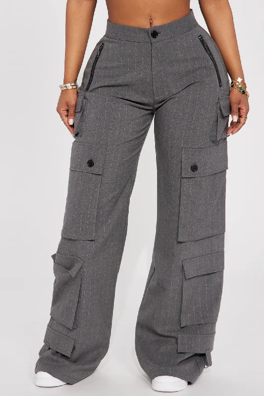 After Hours Pinstripe Trouser - Charcoal