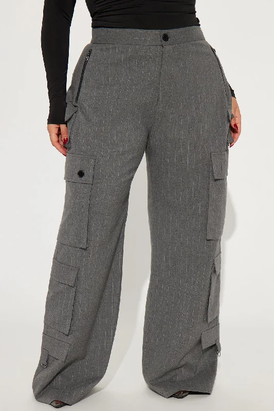 After Hours Pinstripe Trouser - Charcoal