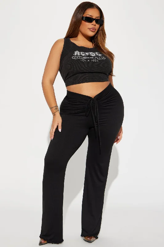 Alana Ruched V Front Flare Pant - Black