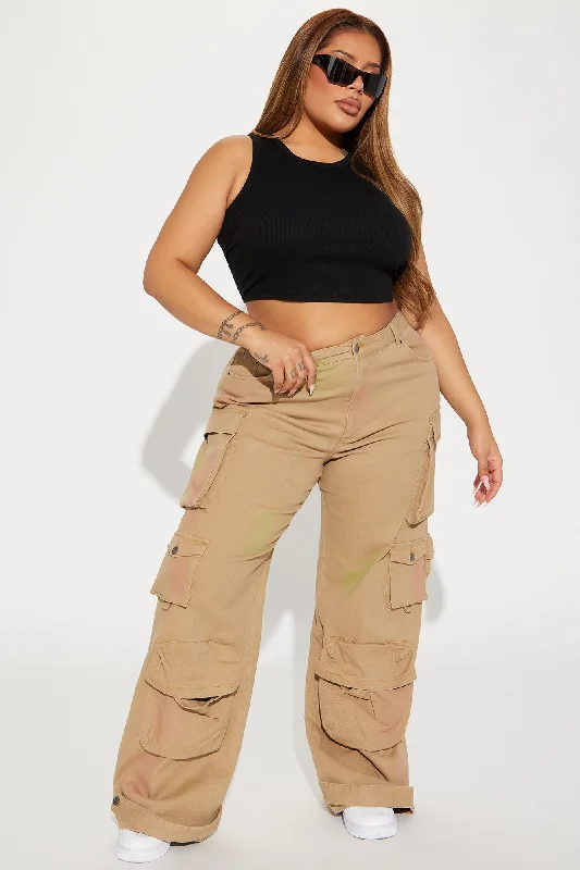 All Over You Cargo Wide Leg Pant - Khaki