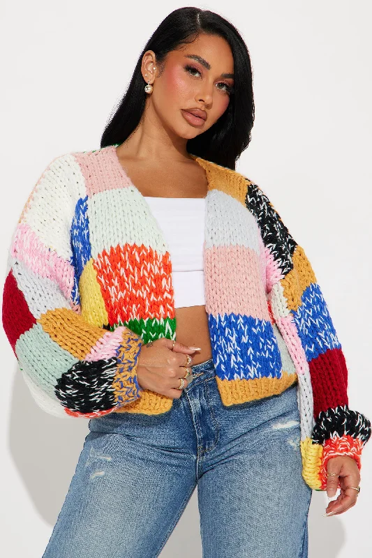 All The Vibes Chunky Knit Cardigan - Multi Color