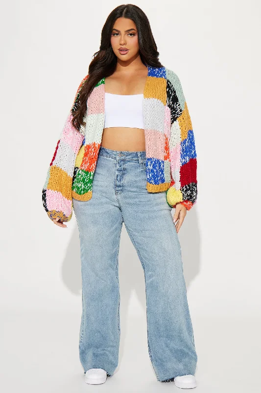 All The Vibes Chunky Knit Cardigan - Multi Color