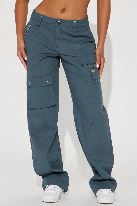 All Within Me Wide Leg Cargo Pant - Slate Blue