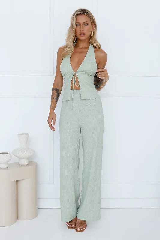 Along The Beach Halter Top Sage