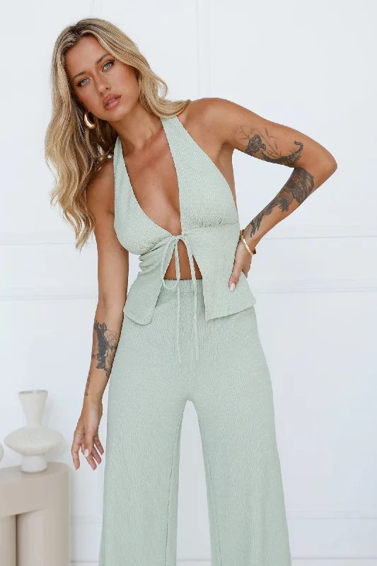 Along The Beach Halter Top Sage