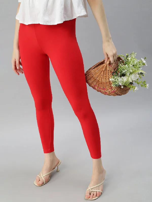 Ankle Leggings-Red