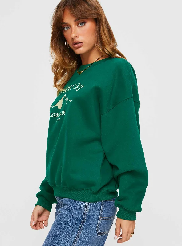 Apres Ski Crew Neck Sweatshirt Green / Cream