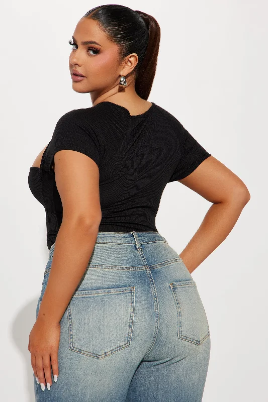 Back Again Short Sleeve Bodysuit - Black