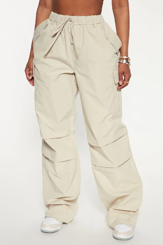 Bad Habits Slouchy Cargo Parachute Jogger - Taupe