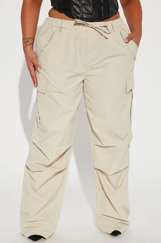 Bad Habits Slouchy Cargo Parachute Jogger - Taupe