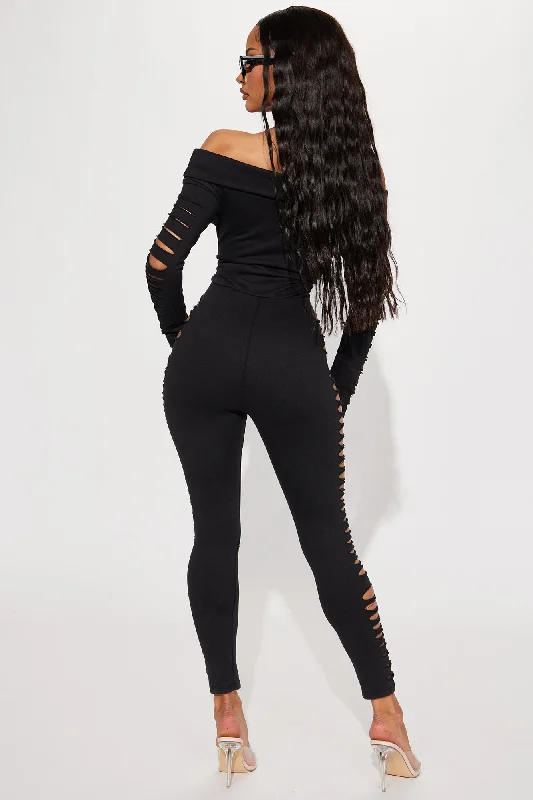 Basic Needs Distressed Jumpsuit - Black