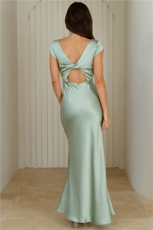 Because You're Special Satin Maxi Dress Sage