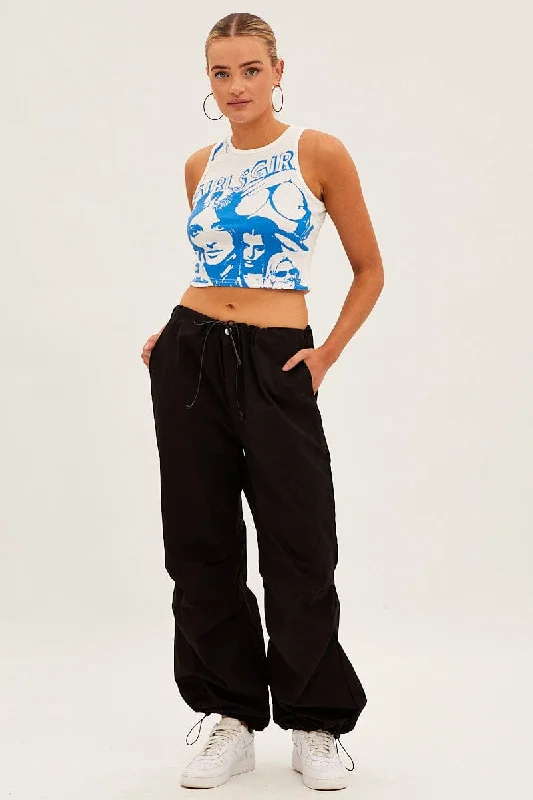 Black Cargo Pants Low Rise