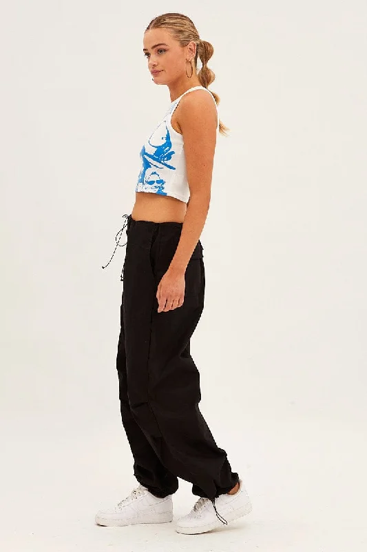 Black Cargo Pants Low Rise