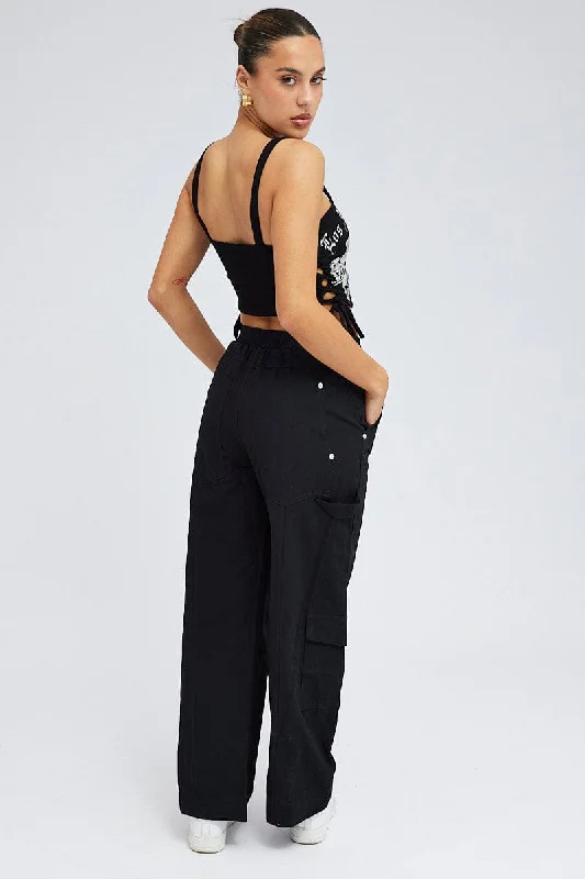 Black Cargo Pants Wide Leg