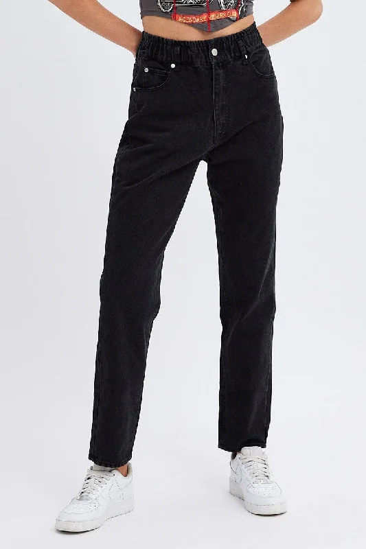 Black Paper Bag Jeans High Waist