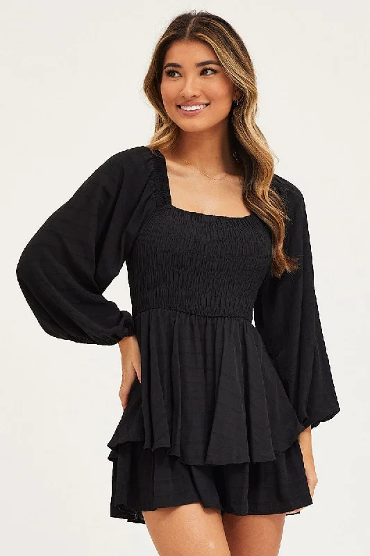 Black Playsuit Short Sleeve