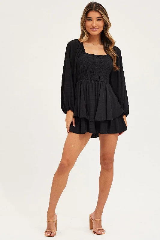 Black Playsuit Short Sleeve