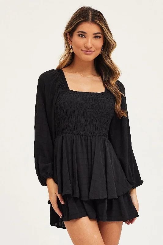 Black Playsuit Short Sleeve