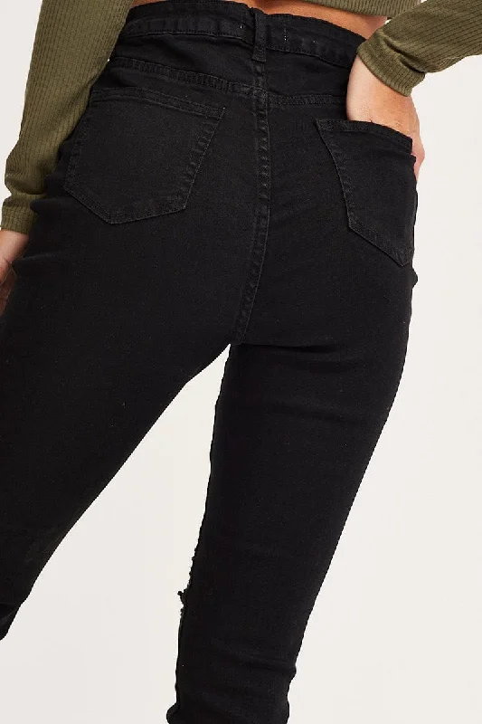 Black Skinny Denim Jeans High Rise