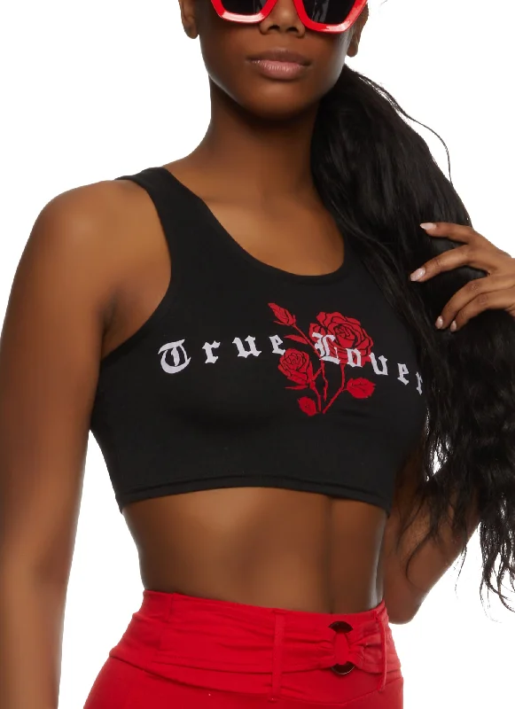 True Lovers Cropped Graphic Tank Top