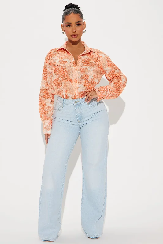 Blossom Linen Shirt - Orange/combo