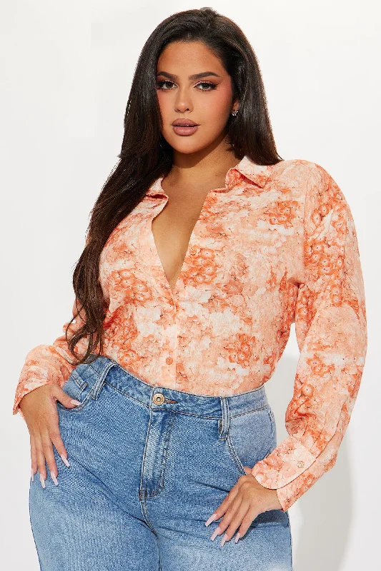 Blossom Linen Shirt - Orange/combo